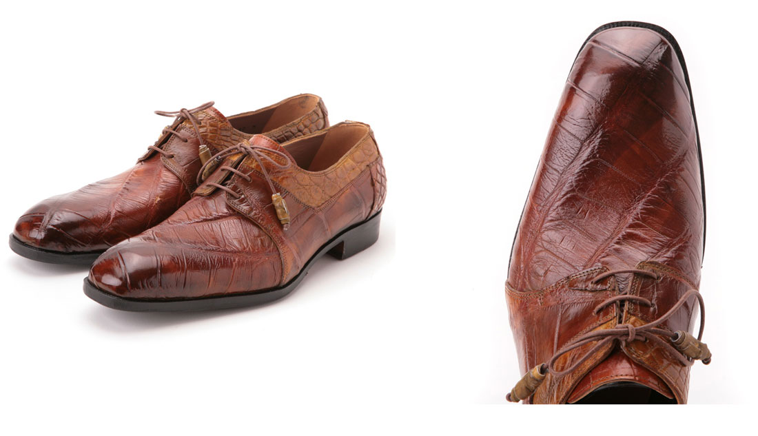 brown leather shoes two views