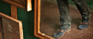 mens shoes in mirror