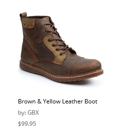 brown and yellow leather boot